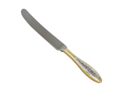 Серебряный столовый нож с позолотой и черневым декором
